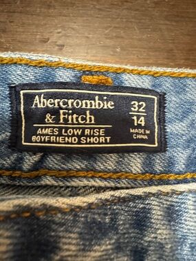 Abercrombie & Fitch Denim Boyfriend Shorts - Light Blue with Gold Stitching